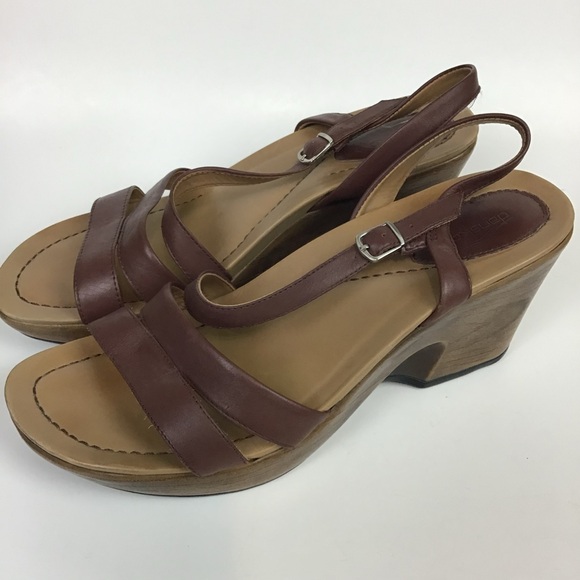 Dansko Strappy Slingback Wedge Platform Sandals EUR 40 Brown  Leather Nicolette - Picture 1 of 7